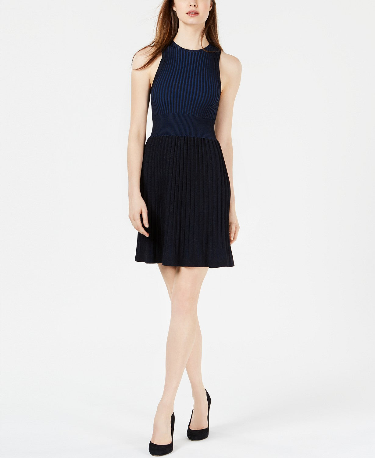 French Connection Pleated Color blocked Dress
