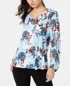 Alfani Printed Button-Sleeve Top - TopLine Fashion Lounge