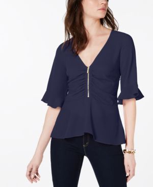 MICHAEL Michael Kors Zipper-Front Peplum Top