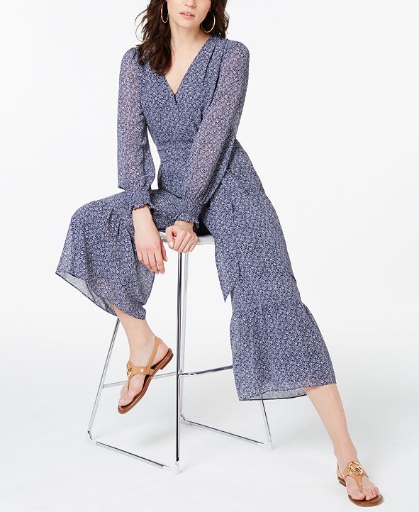 MICHAEL Michael Kors Micro-Floral Flowy Jumpsuit
