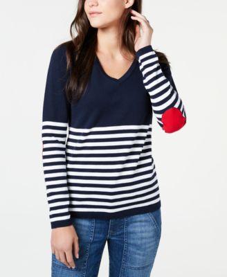 Tommy Hilfiger Patch Elbow Colorblocked Sweater - TopLine Fashion Lounge