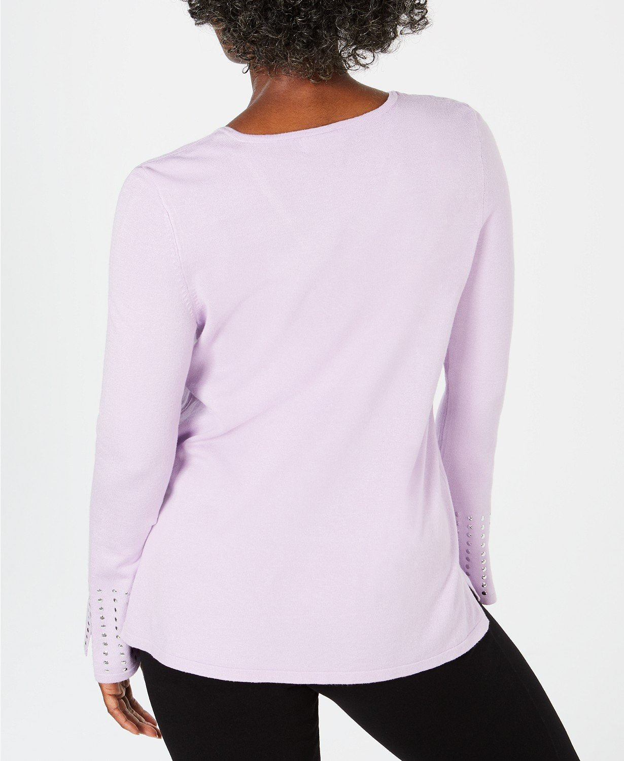 JM Collection Embellished-Sleeve Sweater Lilac Moon XL