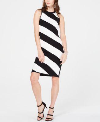 Inc Sleeveless Striped Sweater Dress Women's Size Large Black White - TopLine Fashion Lounge