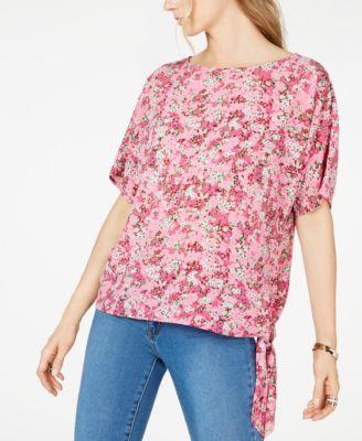 Michael Michael Kors Enchanted Blooms Side-Tie Top, Regular & Petite - TopLine Fashion Lounge