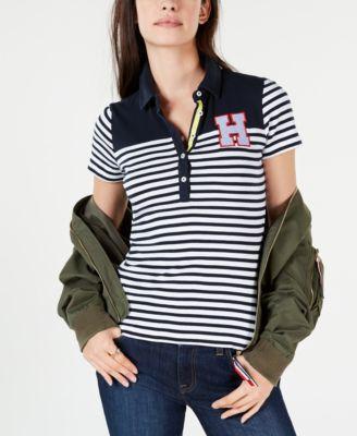 Tommy Hilfiger Striped Colorblocked Polo Shirt - Blue XS - TopLine Fashion Lounge