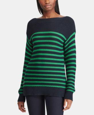 Lauren Ralph Lauren Ladies Boatneck Sweater M Navy & White Stripes - TopLine Fashion Lounge