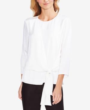 Vince Camuto Women's Tie Front Blouse In Ivory Size Xs X-small - TopLine Fashion Lounge