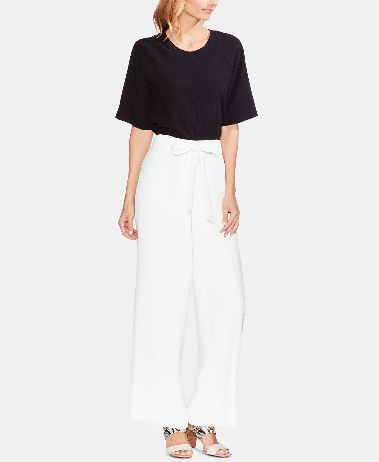 Women's Vince Camuto Parisian Crepe Belted Wide Leg Pants - TopLine Fashion Lounge