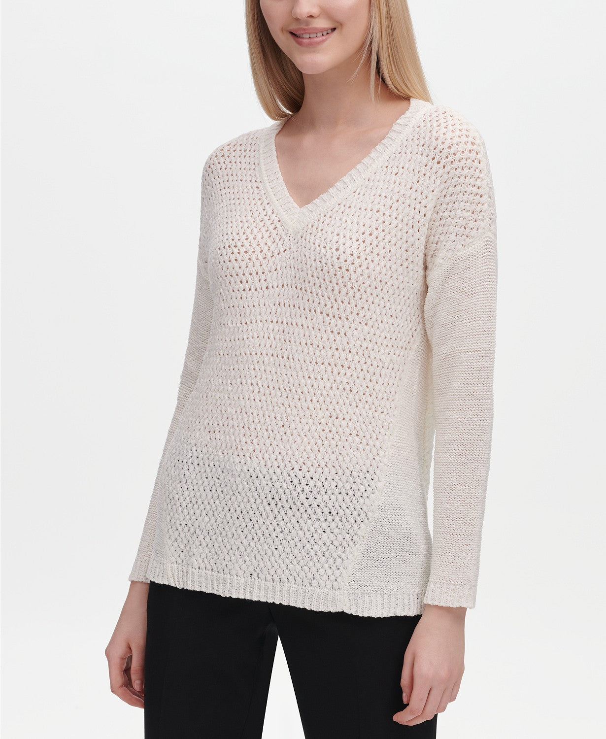 Calvin Klein V-Neck Open-Stitch Sweater