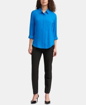 Dkny High-Low Roll-Tab-Sleeve Shirt, - TopLine Fashion Lounge