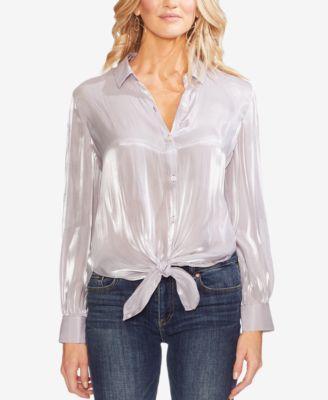 Vince Camuto Striped Organza Tie-Front Blouse - TopLine Fashion Lounge