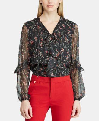 Lauren Ralph Lauren Floral Print Ruffle Top - TopLine Fashion Lounge