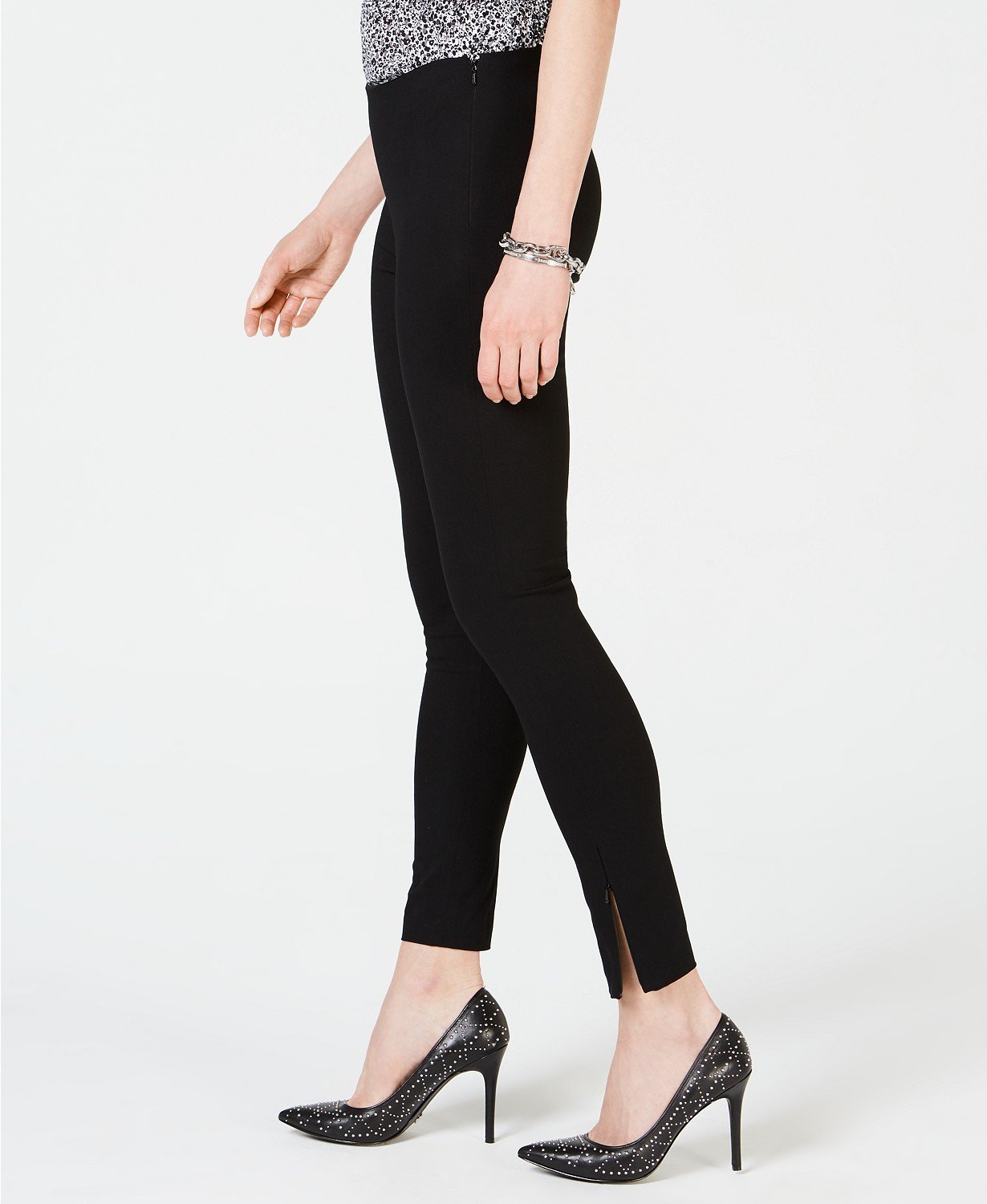 Michael Kors Women's Black Petites Pull On Solid Casual Pants - TopLine Fashion Lounge
