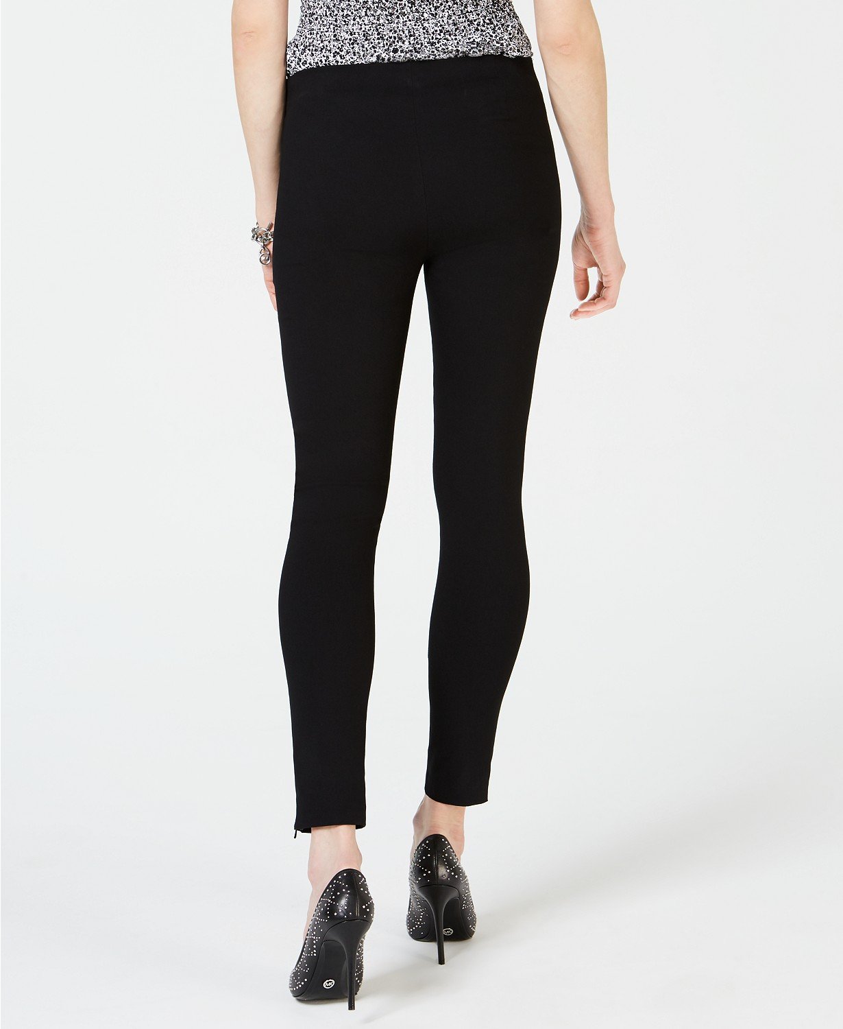 Michael Kors Women's Black Petites Pull On Solid Casual Pants - TopLine Fashion Lounge