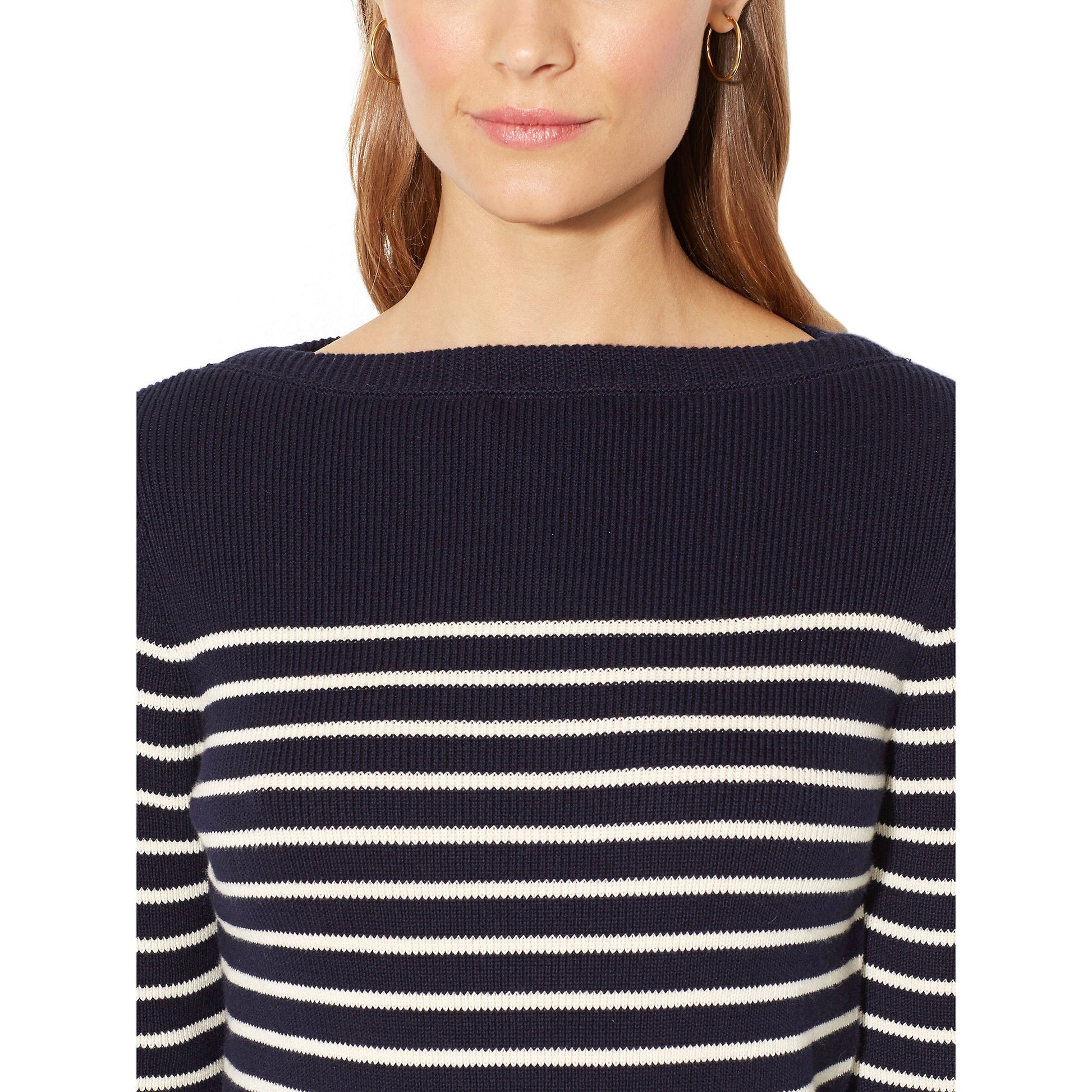 Lauren Ralph Lauren Ladies Boatneck Sweater M Navy & White Stripes - TopLine Fashion Lounge