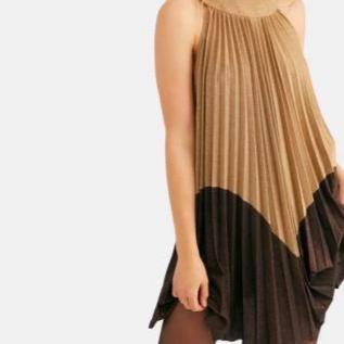 Free People Pleated Love Metallic Mini Dre Gold M - 