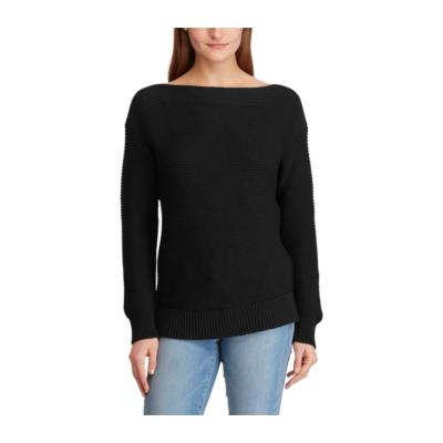 Lauren Ralph Lauren Boat Neck Cotton Sweater - Black L