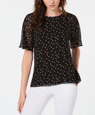 Vince Camuto Dot-Print Chiffon Top - TopLine Fashion Lounge