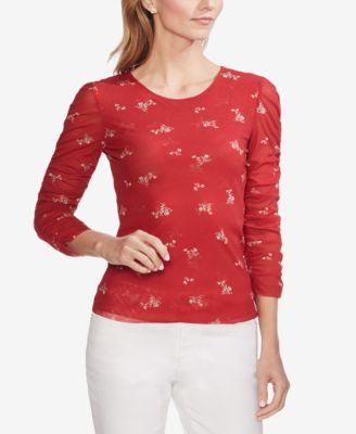 Vince Camuto Printed Ruched-Sleeve Top - TopLine Fashion Lounge