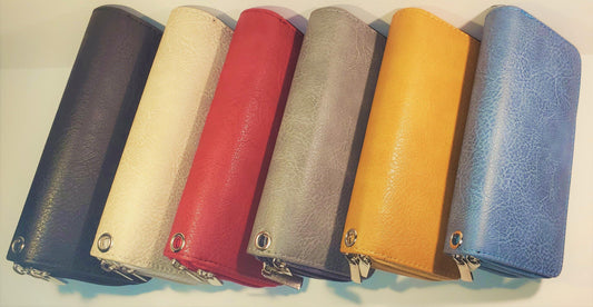 Womens Soft PU Leather Wallet Card Holder Phone Holder Double Zip Wrist Band  Clutch Purse Handbag - TopLine Fashion Lounge