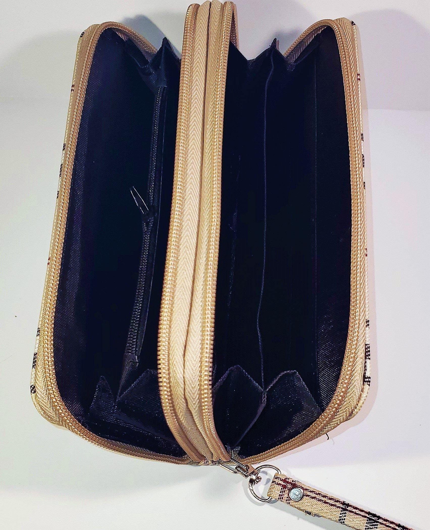 Women Stylish Wallet Phone Card holder  Clutch Purse Holder Double Zip Wrist Band Handbag - TopLine Fashion Lounge