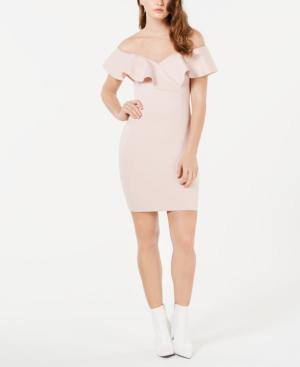 GUESS Shaye Ruffle-Trim Bodycon Dres Pearl Bloom XS - 