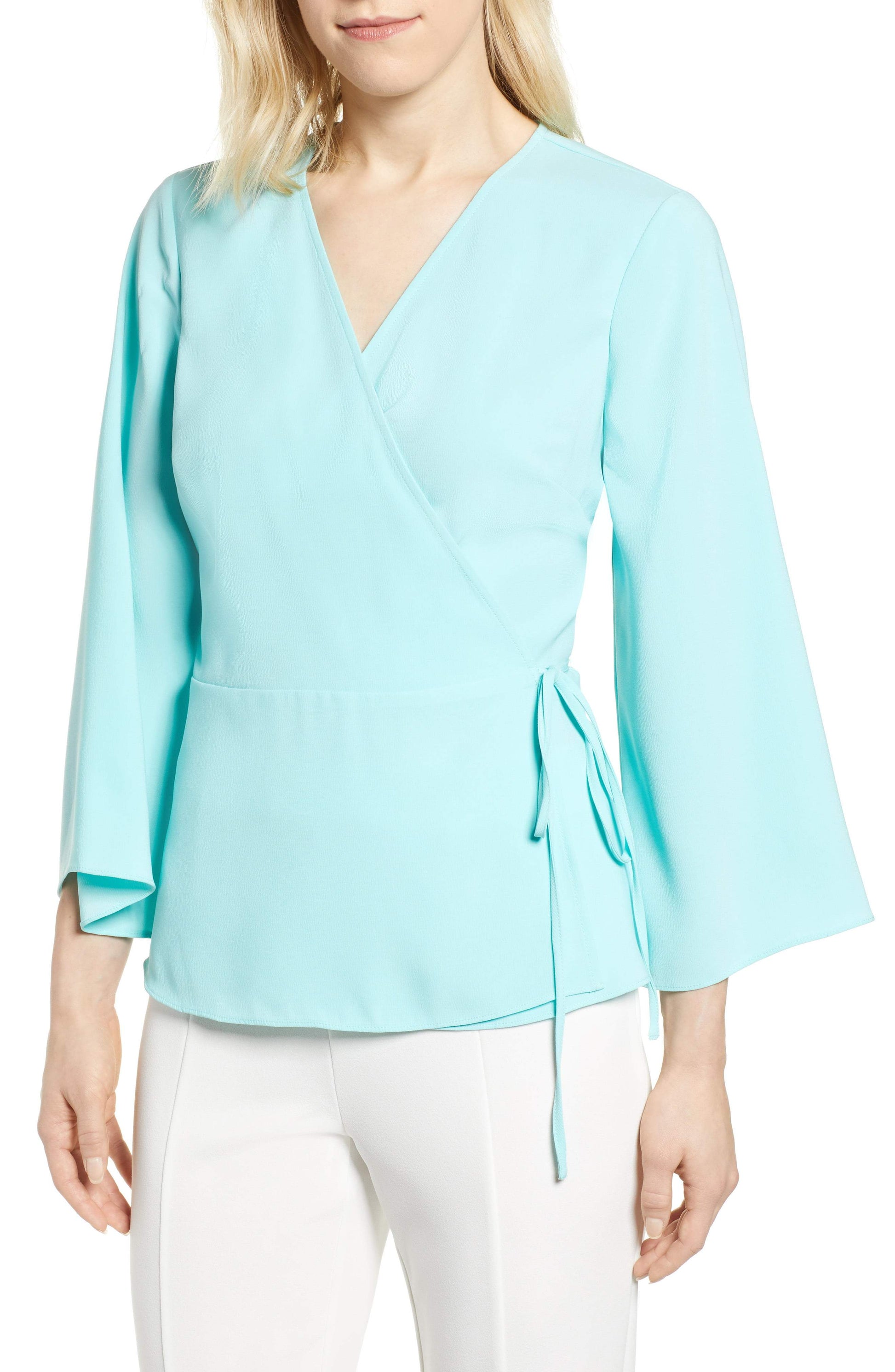 Vince Camuto Peplum-Hem Wrap Top - TopLine Fashion Lounge