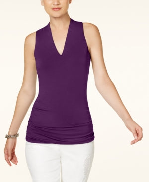 INC Ruched V-Neck Top