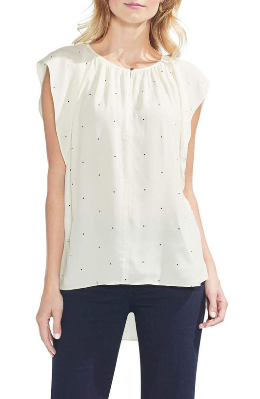 Vince Camuto Soho Pin Dot Flutter Sleeve Top