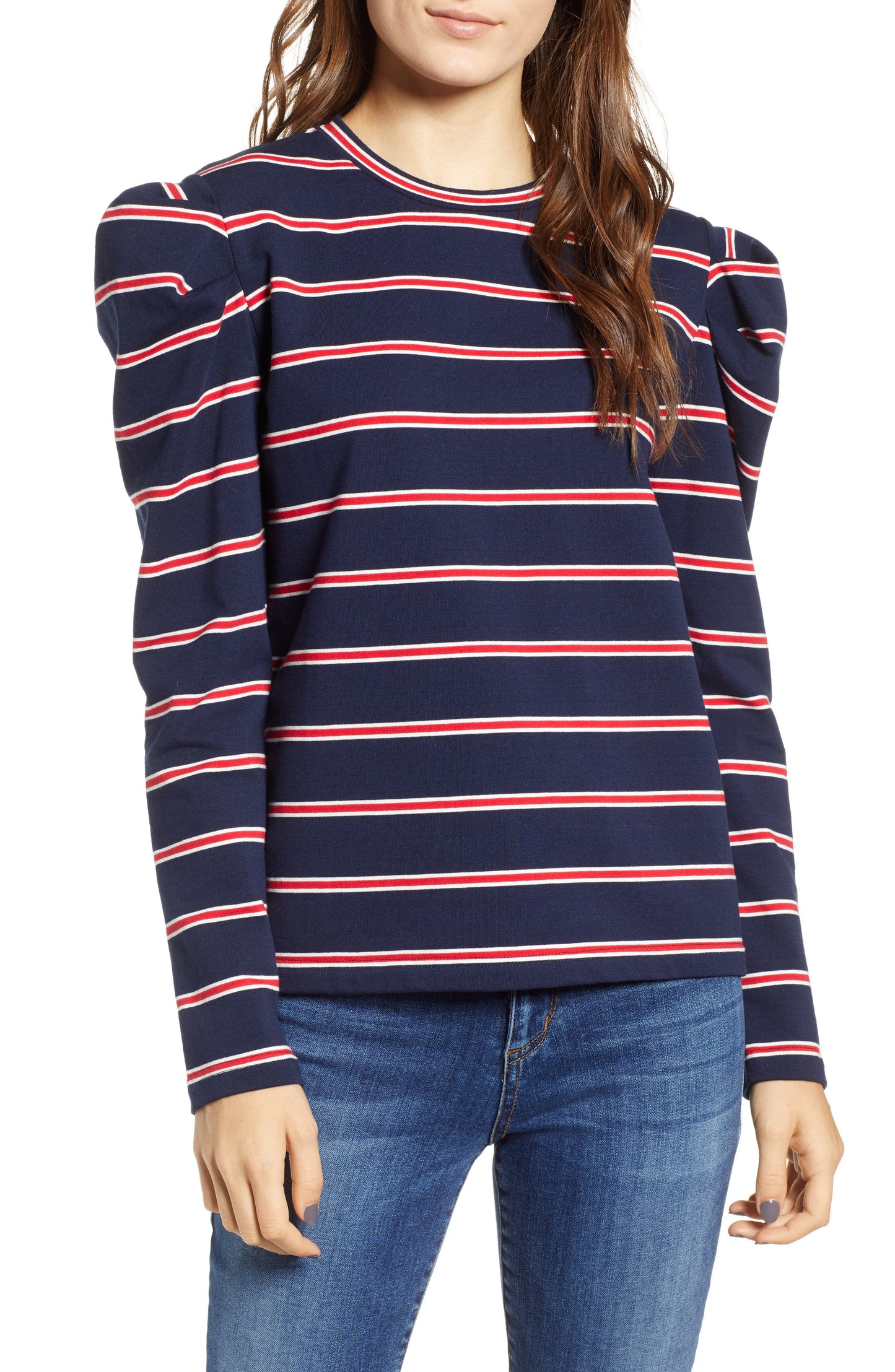 The Fifth Label Kinetic Striped Pleated Shoulder Top
