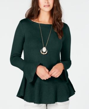 Style Co Ruffle-Trimmed Pullover Sweate Deep Pine M - 