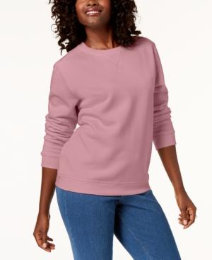 Karen Scott Petite Crew-Neck Sweatshirt Mellow Rose PS - 