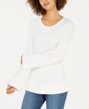Style Co Flare-Sleeve Contrast-Border S Winter White M