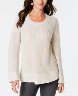 Style Co Flare-Sleeve Contrast-Border S Hammock Heather XL