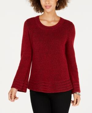 Style Co Flare-Sleeve Contrast-Border S Canyon Red L