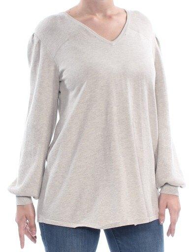 Style Co Pleated-Sleeve Tunic Sweater Hammock Heather L