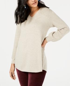 Style Co Pleated-Sleeve Tunic Sweater Hammock Heather M