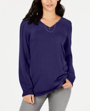 Style Co Pleated-Sleeve Tunic Sweater Midnight Iris XXL