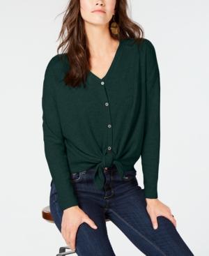 Style Co Petite Button-Front Thermal To Deep Pine PXL