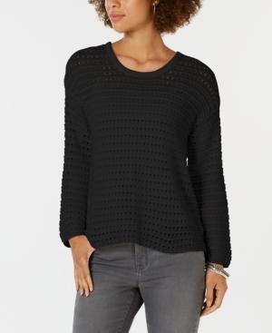 Style Co Cotton Pointelle Sweater Deep Black XL