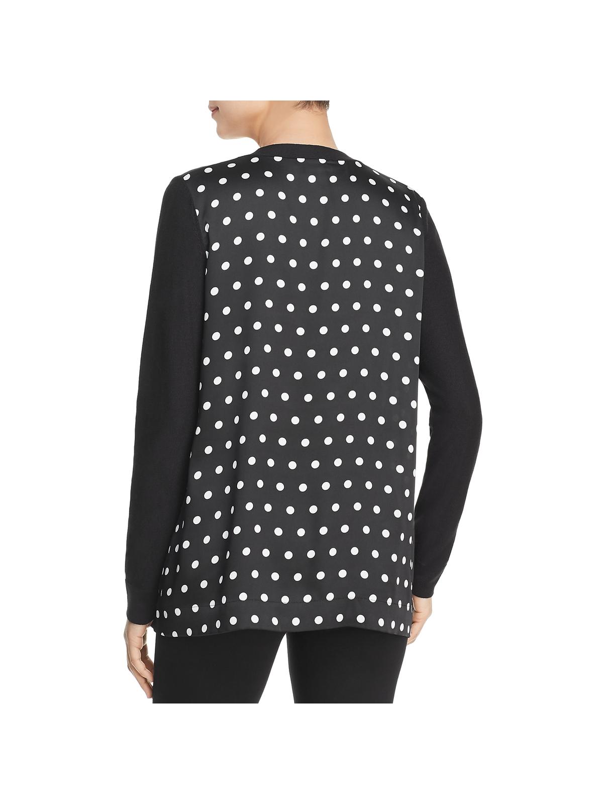 Donna Karan DOT CARDIGAN Polka Dot Mixed Media Cardigan Sweater - TopLine Fashion Lounge