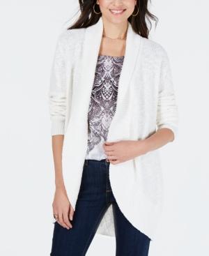 Style Co Shawl-Lapel Open-Front Cardiga Winter White M