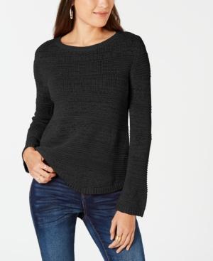 Style Co Mixed-Stitch Crew-Neck Sweater Deep Black XXL