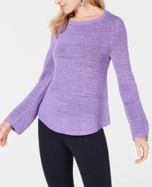 Style Co Mixed-Stitch Crew-Neck Sweater Lilac Kiss L