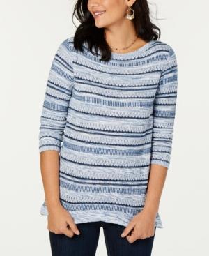Style Co Striped Sweater Blue Combo L