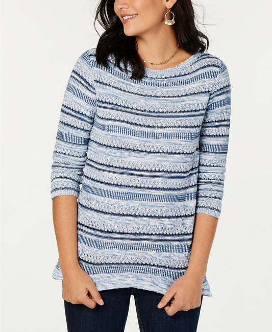 Style Co Striped Sweater Blue Combo XL