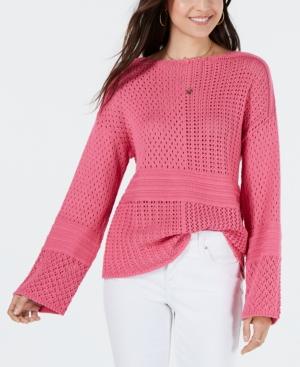 Style Co Patchwork-Stitch Crocheted Swe Berry Punch L