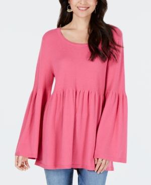 Style Co Babydoll Angel-Sleeve Top Berry Punch L