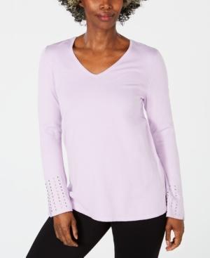 JM Collection Embellished-Sleeve Sweater Lilac Moon XL