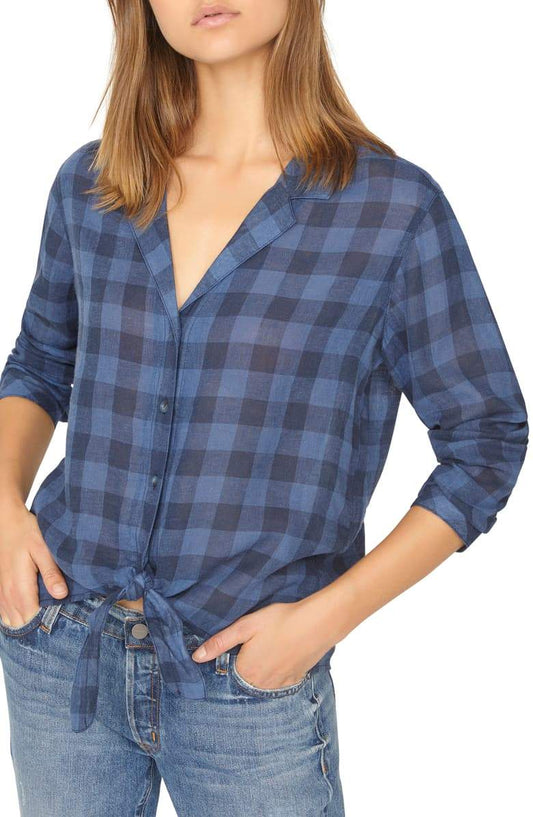 Sanctuary Womens Colton Linen Plaid Button-Down Top - TopLine Fashion Lounge